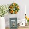 11-Inch Orange Mixed Floral Spring Wreath Small Artificial Flower Accent for Door or Wall